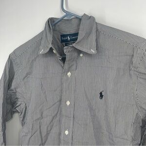 Ralph Lauren Shirt Mens SMALL Black Striped Long Sleeve Button up Pony Size S‎